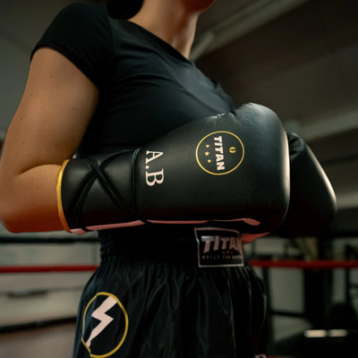 Titan 10oz Horsehair Lace-Up Fight Gloves in Midnight Black — product view 4