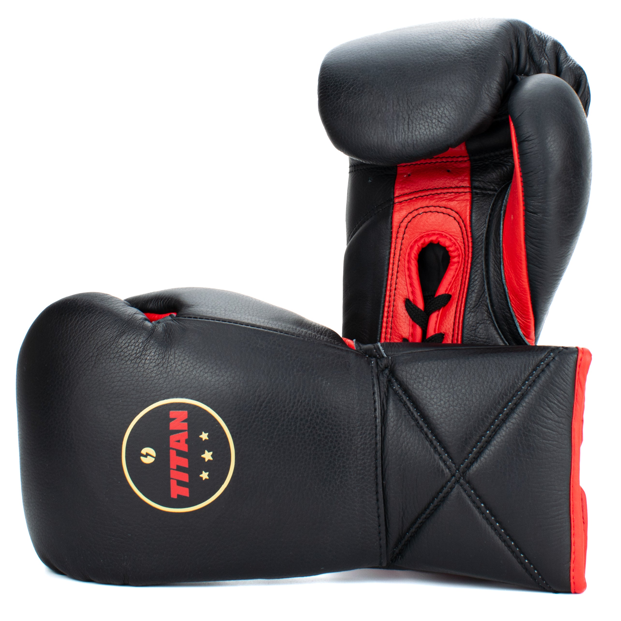 10oz HORSE HAIR FIGHT GLOVES BLACK & CRIMSON