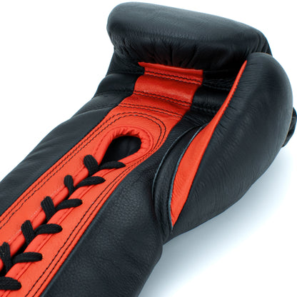 10oz HORSE HAIR FIGHT GLOVES BLACK & CRIMSON