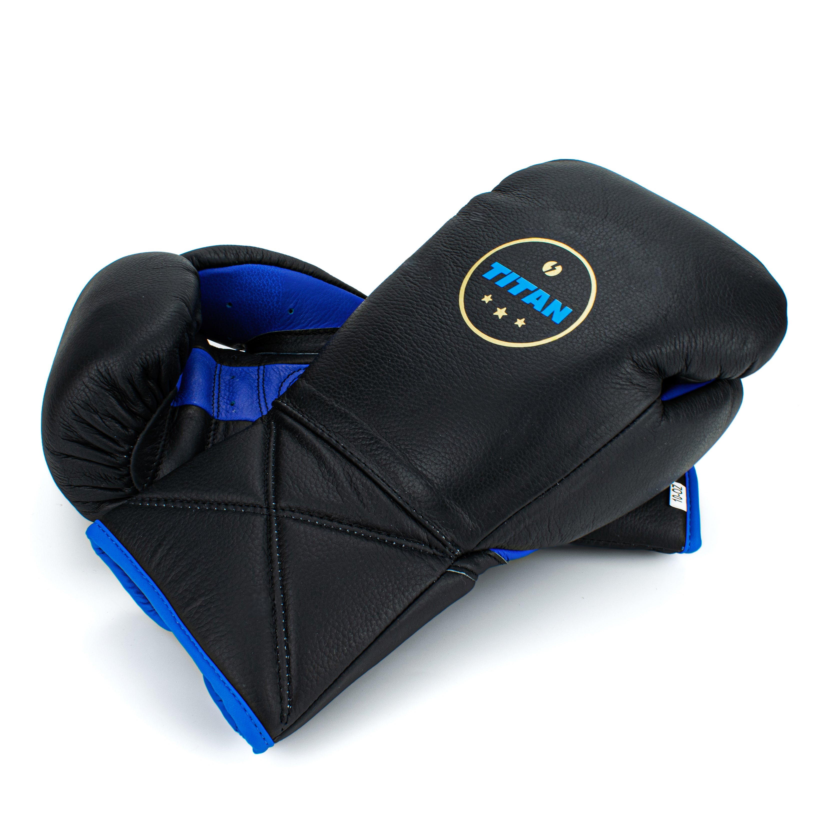 10oz HORSE HAIR FIGHT GLOVES BLACK & ROYAL BLUE
