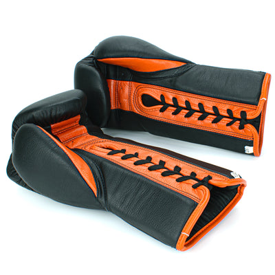 Custom 10oz Horse Hair Fight Gloves Black & Orange