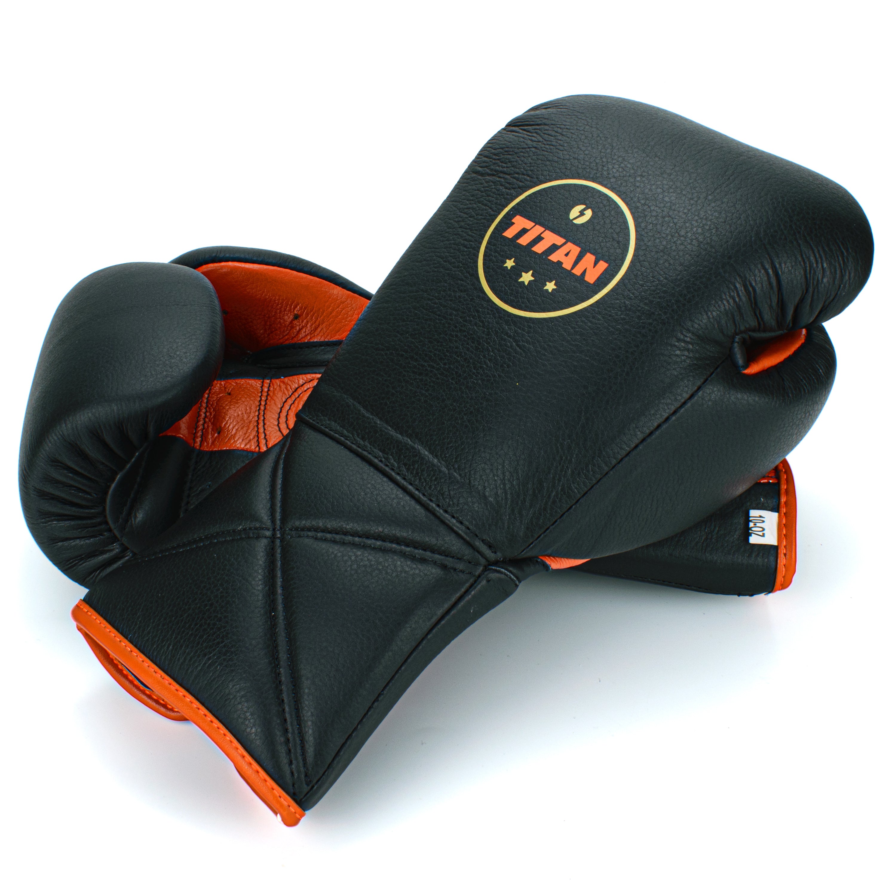 10oz HORSE HAIR FIGHT GLOVES BLACK & ORANGE