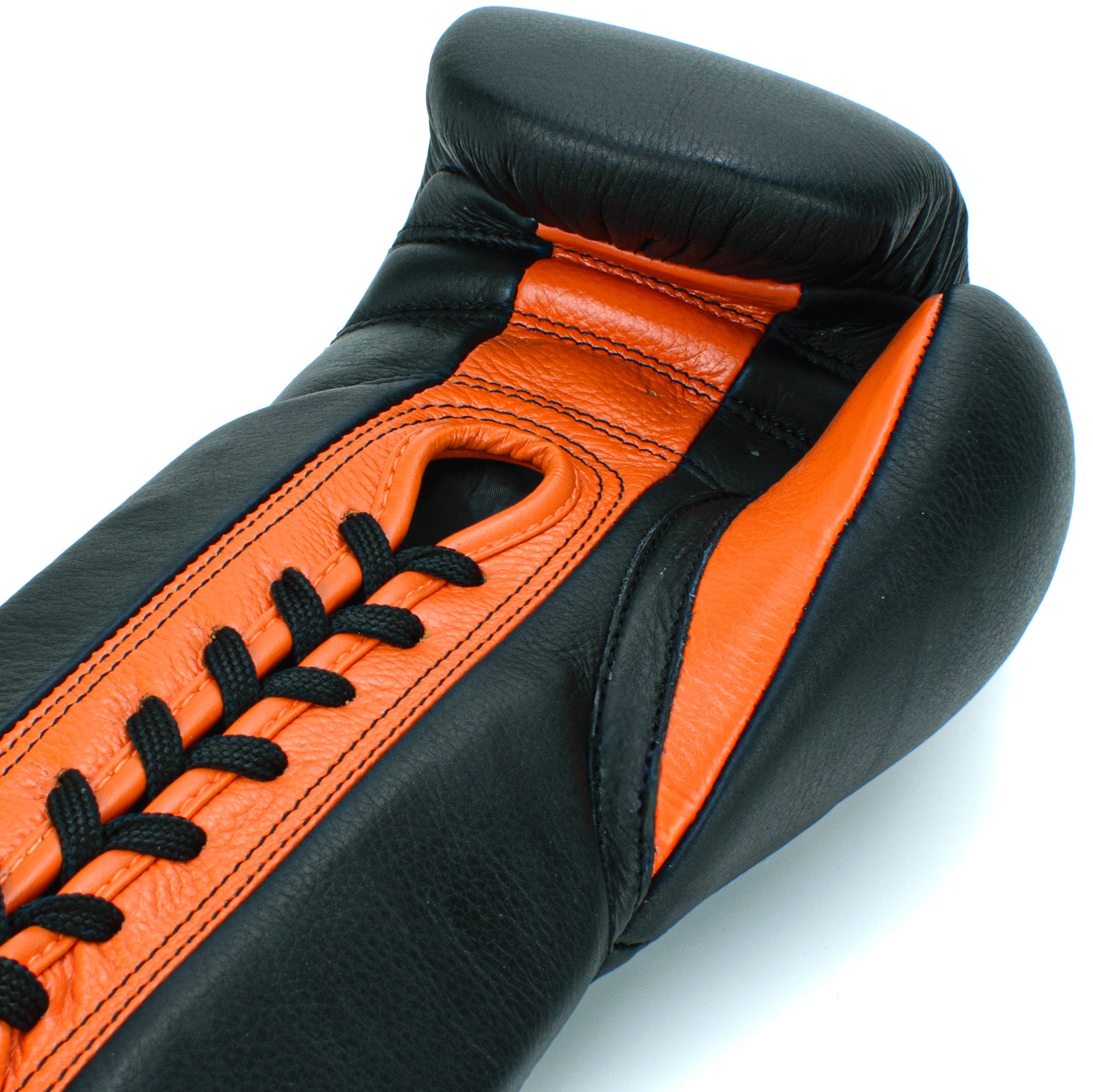10oz HORSE HAIR FIGHT GLOVES BLACK & ORANGE