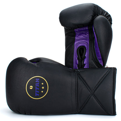 10oz HORSE HAIR FIGHT GLOVES BLACK & PURPLE