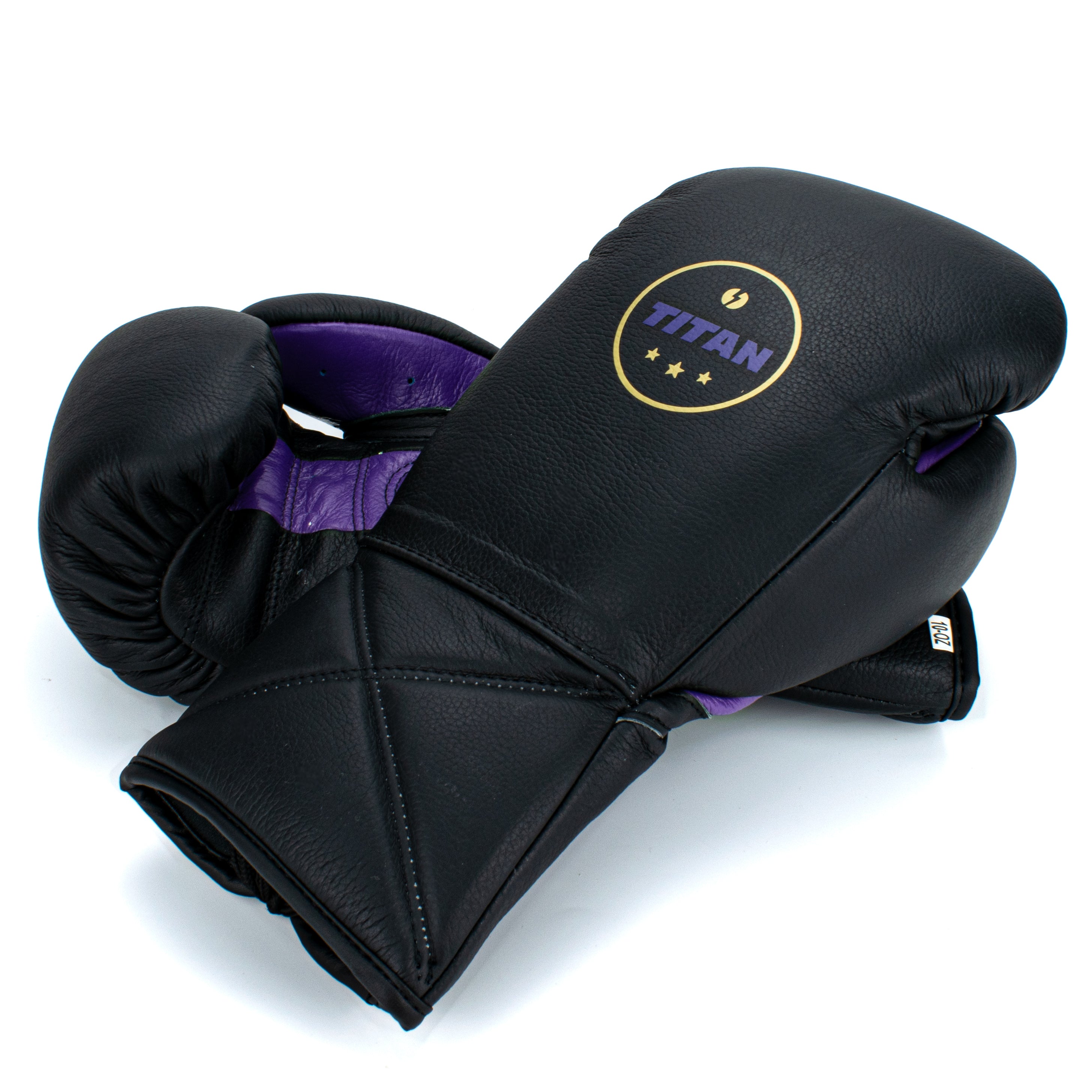 10oz HORSE HAIR FIGHT GLOVES BLACK & PURPLE