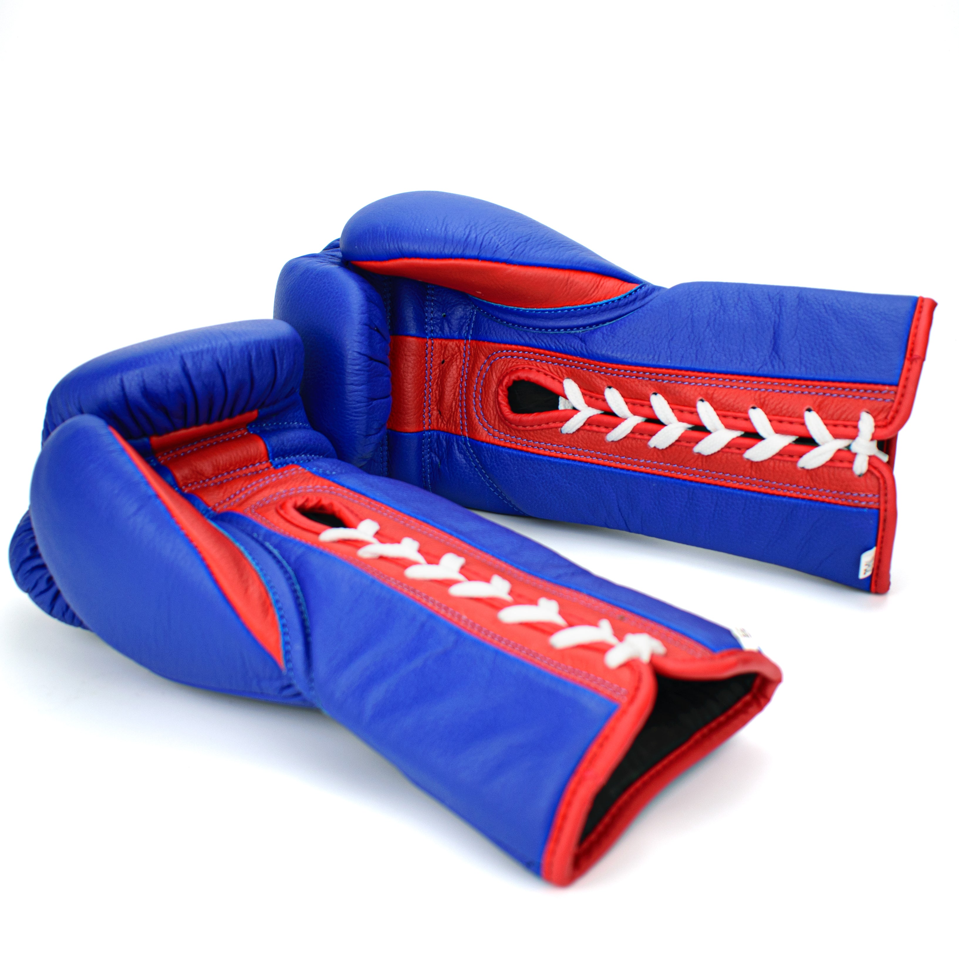 10oz HORSE HAIR FIGHT GLOVES ROYAL BLUE & CRIMSON