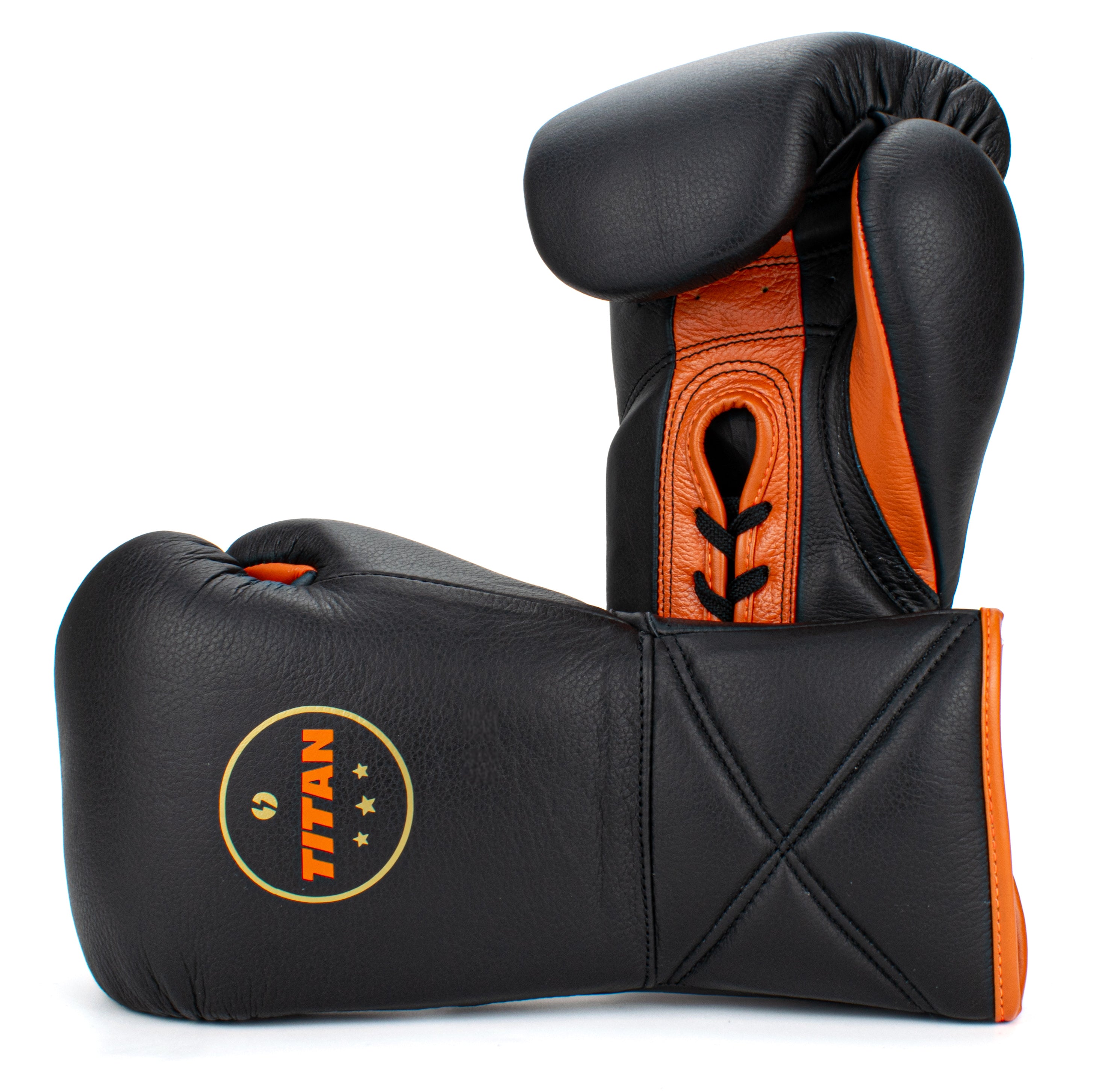 10oz HORSE HAIR FIGHT GLOVES BLACK & ORANGE