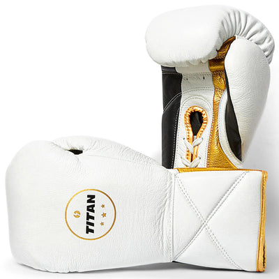 10oz Horsehair Lace-Up Fight Gloves – Polar White