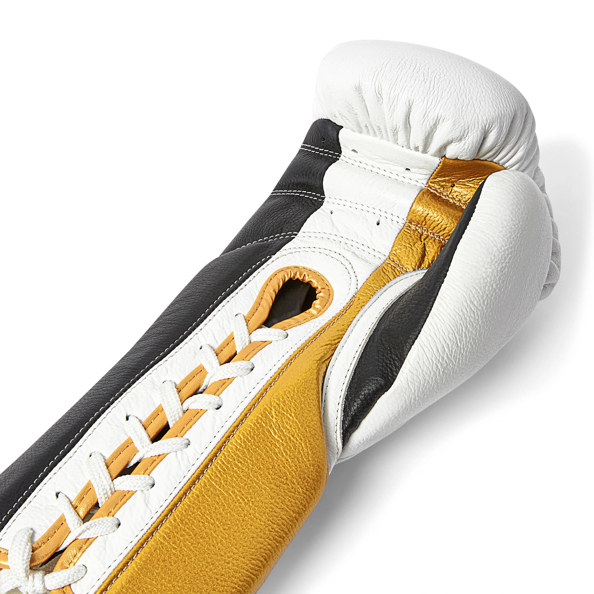 10oz Horsehair Lace-Up Fight Gloves – Polar White