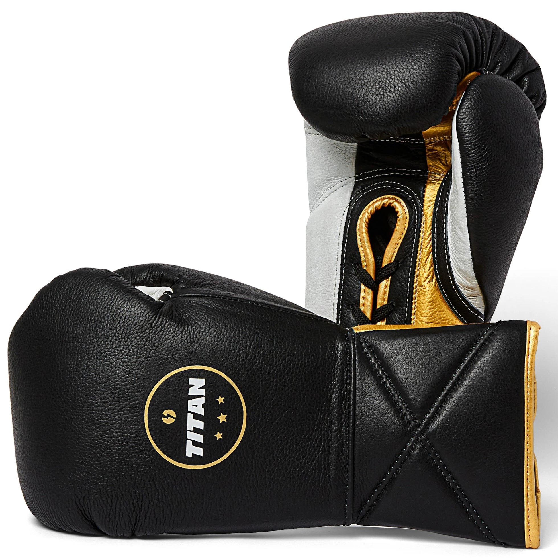 10oz Horsehair Lace-Up Fight Gloves – Midnight Black