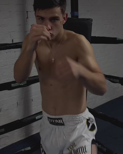 Video: Titan Titan Muay Thai Shorts in Polar White in use — product demonstration 2